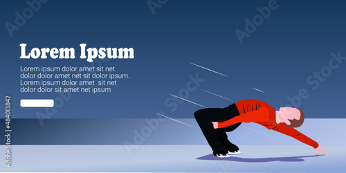 UI design of abstract man skating on ice on an abstract blue background, male Figure Skaters
