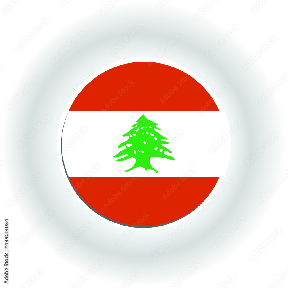 Stylish Circular Lebanese Red Flag with Cedar- Vector Icon Illustration Isolated Stylish Circular Lebanese Red Flag with Cedar- Vector Icon Illustration Isolated