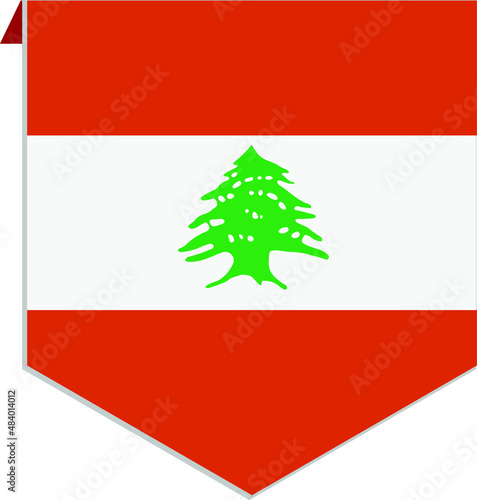 Stylish Lebanese Red Flag with Cedar- Vector Icon Illustration Isolated