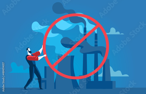 Uomo impegnato contro aumento delle fabbriche e dell'inquinano ambientale