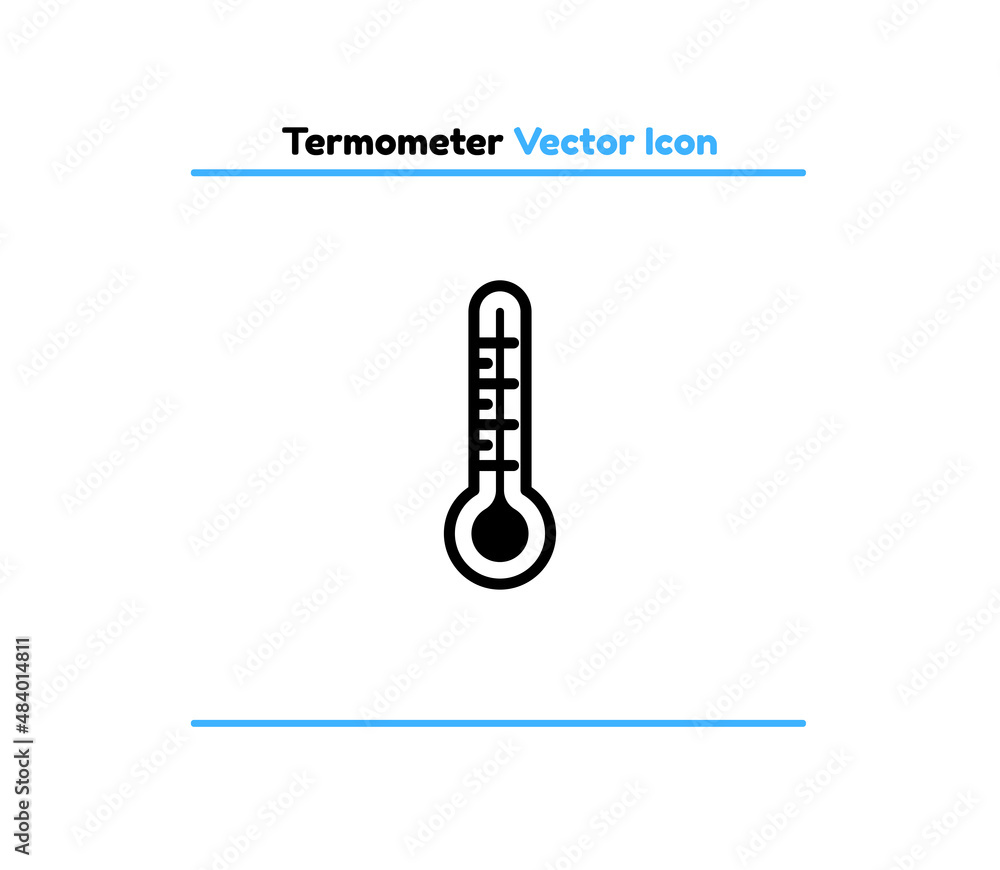 Thermometer vector outline icon illustration. Thermometer icon Thermometer vector outline icon illustration. Thermometer icon