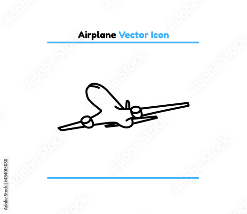 Airplane vector outline icon illustration. Airplane icon