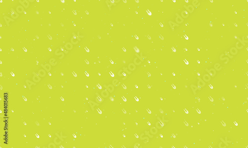 Seamless background pattern of evenly spaced white solo bobsleigh symbols of different sizes and opacity. Vector illustration on lime background with stars