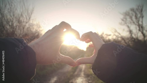 couple make heart, love slow motion