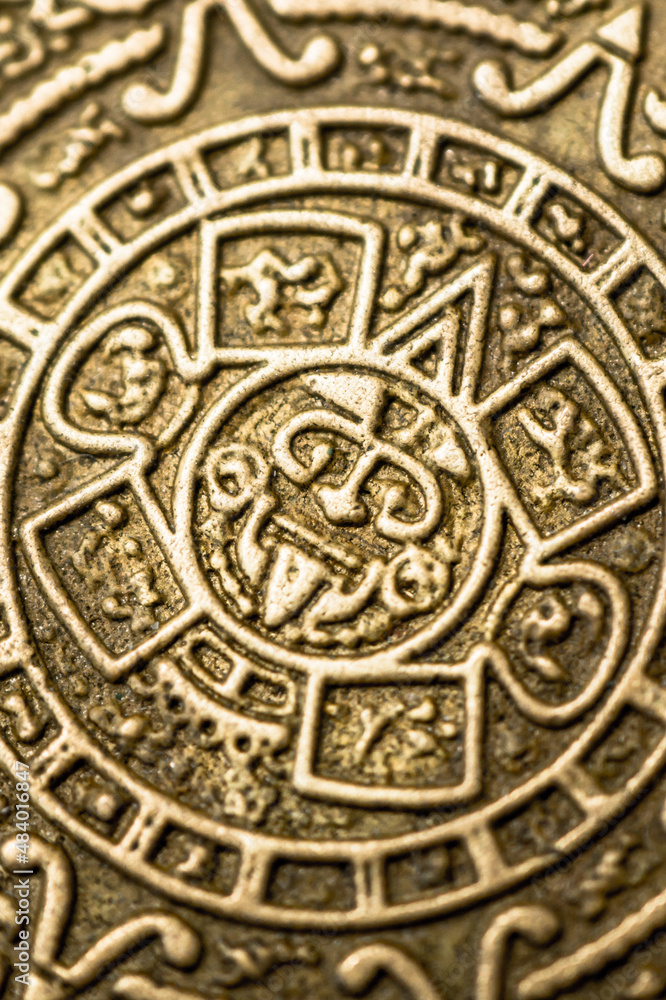 Amulet that attracts good luck. Amulet for a person. Talisman stone of the sun, Calendar of the Aztecs