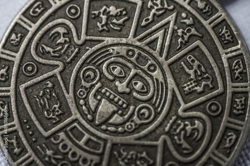 Amulet that attracts good luck. Amulet for a person. Talisman stone of the sun, Calendar of the Aztecs