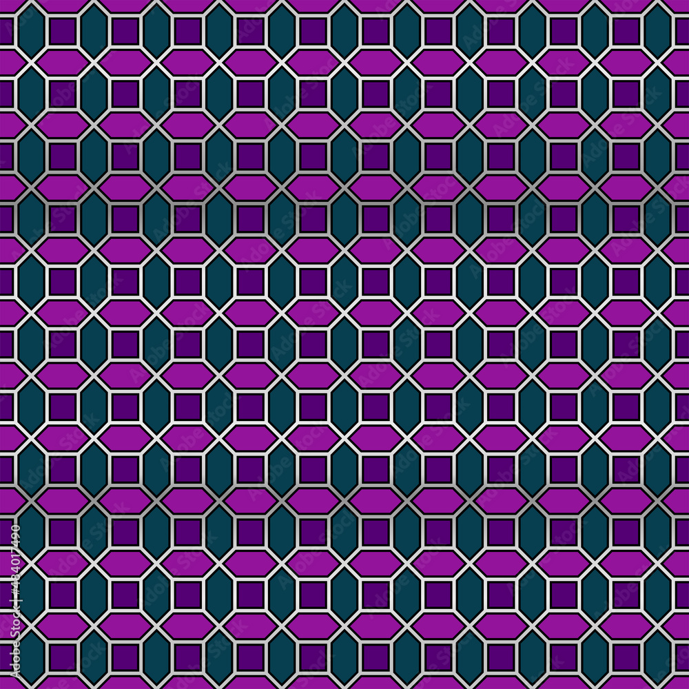 Geometric seamless pattern design with silver grid Geometric seamless pattern design with silver grid