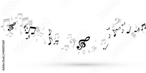 Musical notes cartoon vector background. Melody