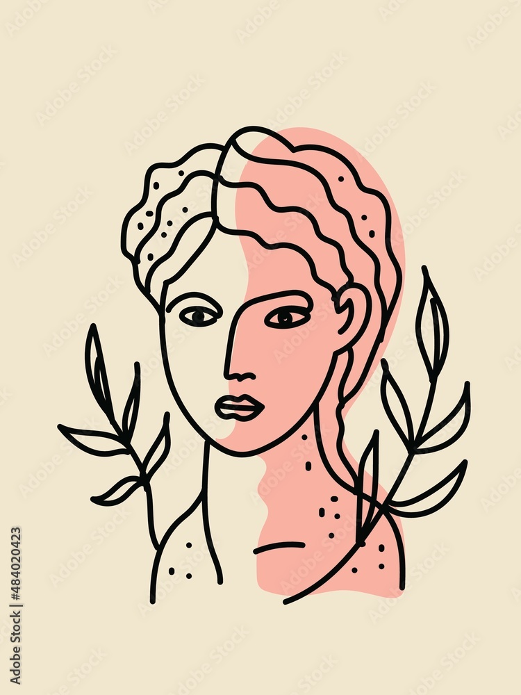 Modern vector illustration of trendy Greek poster design with outline woman, for a poster, banner, advertisement, cover. Modern vector illustration of trendy Greek poster design with outline woman, for a poster, banner, advertisement, cover.