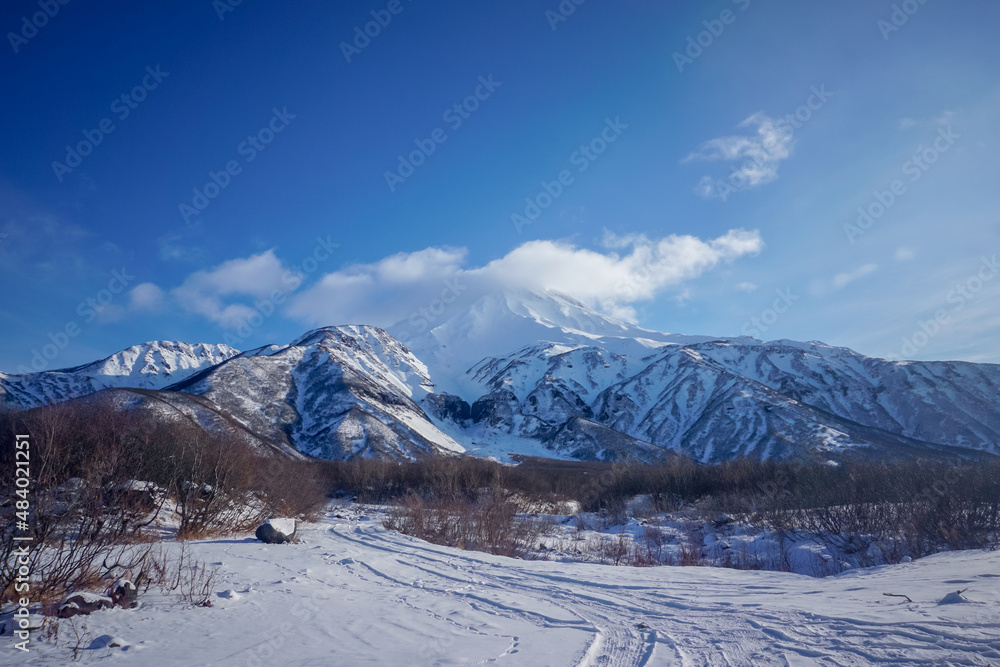 Snow covered Vilyuchinsky volcano in winter Snow covered Vilyuchinsky volcano in winter