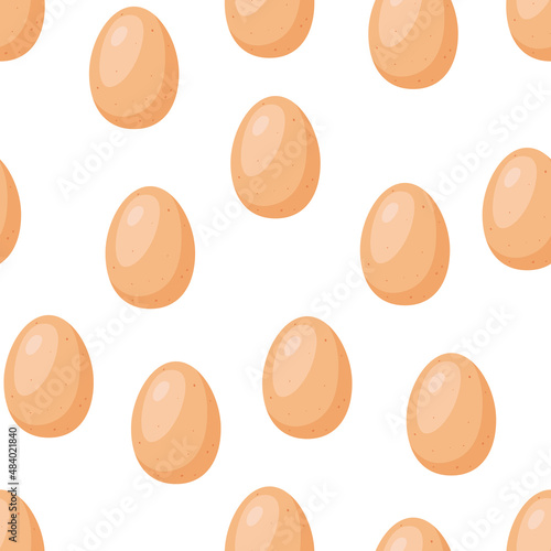Seamless pattern with chicken egg. Images for food and agricultural industries.