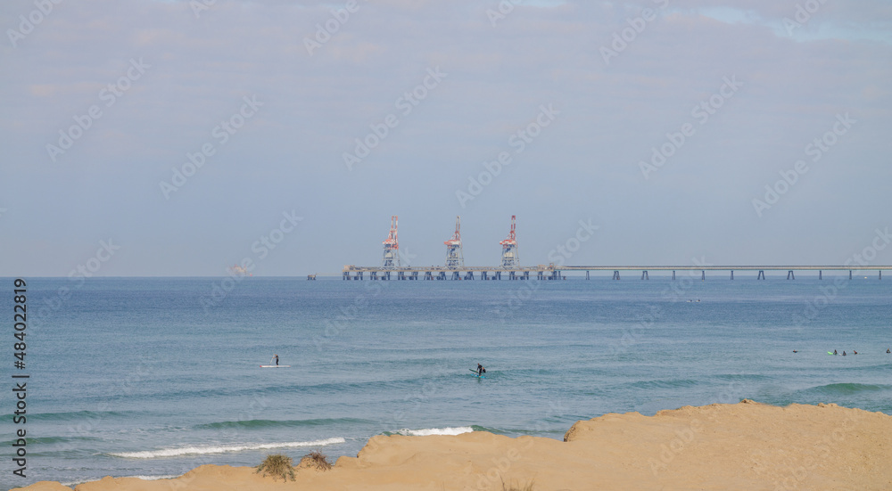 View from the coast to the Mediterranean Sea Israel