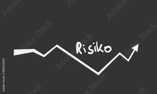 Risiko Entwicklung Volatilität Schwankung Schwankungen Kreide Stift Grafik Weiß Kreidetafel