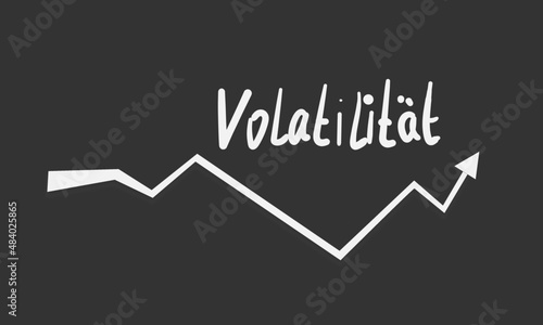 Volatilität Entwicklung Pfeil Schwankungen Band Banner Kreide Stift Weiß Tafel Kreidetafel Grafik