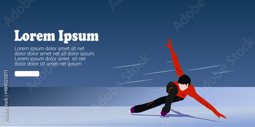 UI design of abstract man skating on ice on an abstract blue background, male Figure Skaters