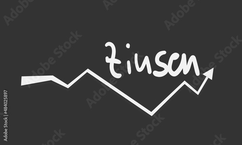 Zinsen Chart Pfeil Kreide Kreidetafel Tafel Anstieg grafik 