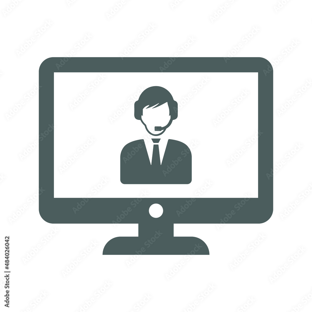Chat, video call icon. Gray vector graphics.