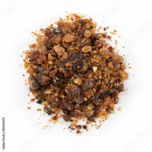 Photo Opoponax resin or Sweet Myrrh Gum Resin isolated on white background