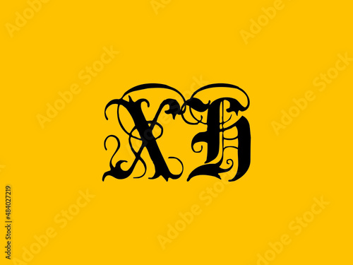 Calligraphy XH Logo, Creative XH abstract letters logo design