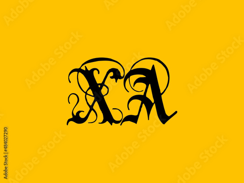 Calligraphy XA Logo, Creative XA abstract letters logo design