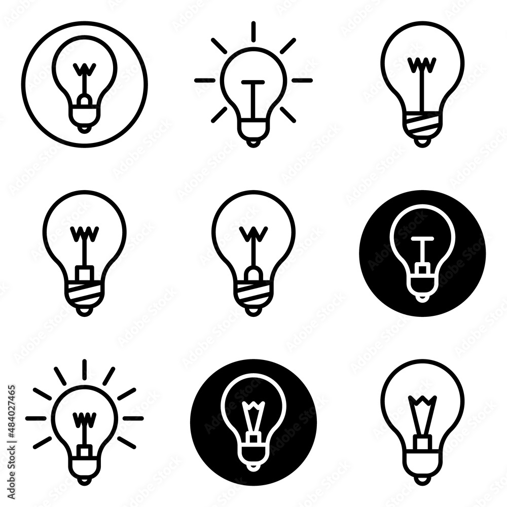 Lightbulbs Flat Icon Set Isolated On White Background Lightbulbs Flat Icon Set Isolated On White Background