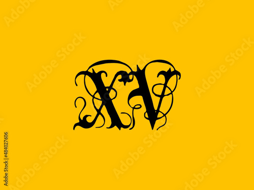 Calligraphy XV Logo, Creative XV abstract letters logo design