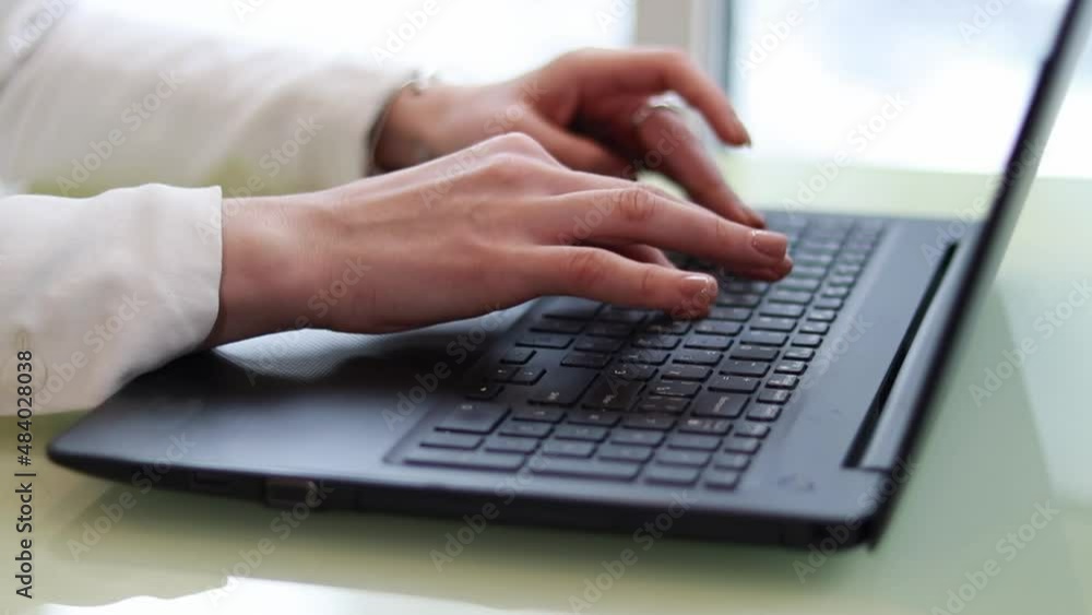Online conference. Working on a laptop. Business negotiations Online conference. Working on a laptop. Business negotiations