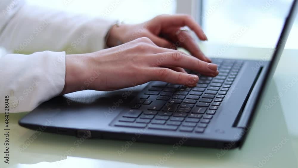 Online conference. Working on a laptop. Business negotiations Online conference. Working on a laptop. Business negotiations