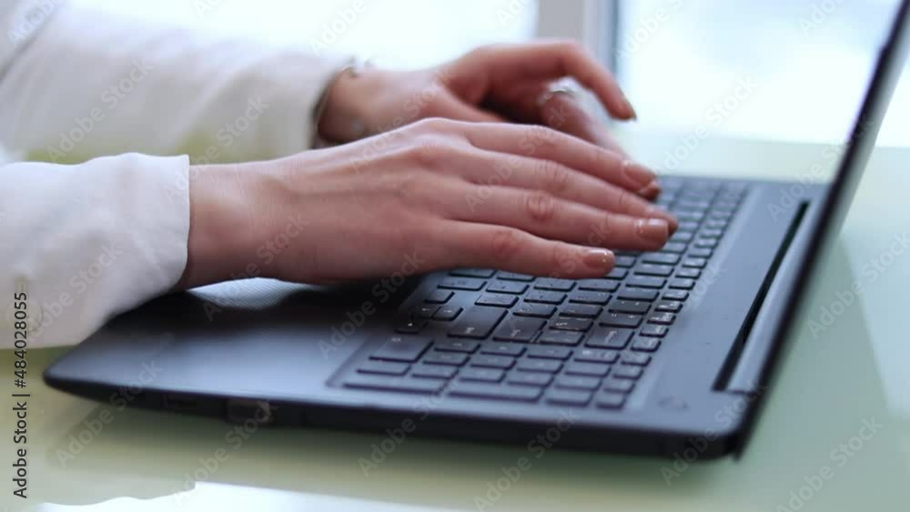 Online conference. Working on a laptop. Business negotiations Online conference. Working on a laptop. Business negotiations