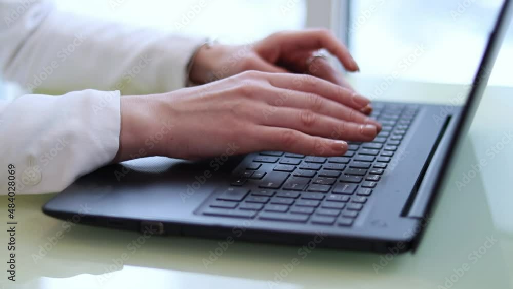 Online conference. Working on a laptop. Business negotiations Online conference. Working on a laptop. Business negotiations
