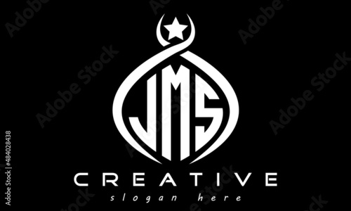 JMS three letters monogram curved oval initial logo design, geometric minimalist modern business shape creative logo, vector template