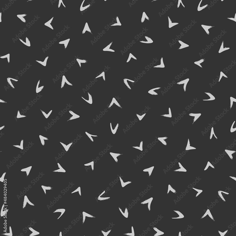 Seamless modern pattern with gray hand drawn arrows isolated on black background. Abstract monochrome illustration. Seamless modern pattern with gray hand drawn arrows isolated on black background. Abstract monochrome illustration.