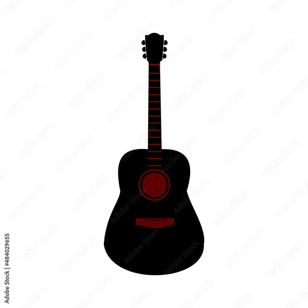 Fototapeta premium black guitar on white background with red elements