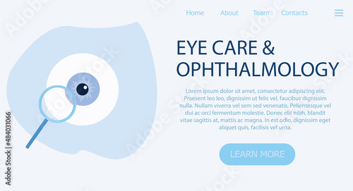 Ophthalmology. template and banner. Flat vector illustration. Medical treatment and healthcare clinic landing page.
