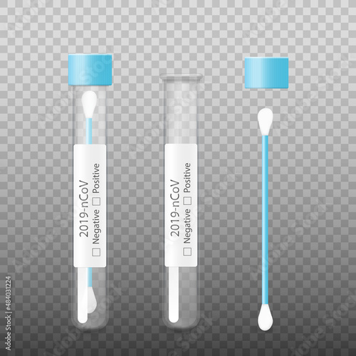 Covid-19 nasal smear test template realistic vector illustration isolated.