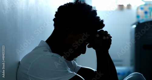 Fotografija Worried black man feeling anxiety and worry