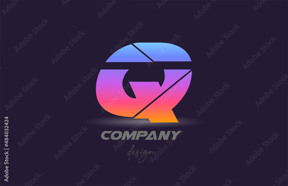 Q alphabet letter icon logo with sliced style and colorful design. Creative template for company and business Q alphabet letter icon logo with sliced style and colorful design. Creative template for company and business