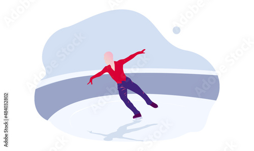 UI design of abstract man skating on ice on an abstract blue background, male Figure Skaters