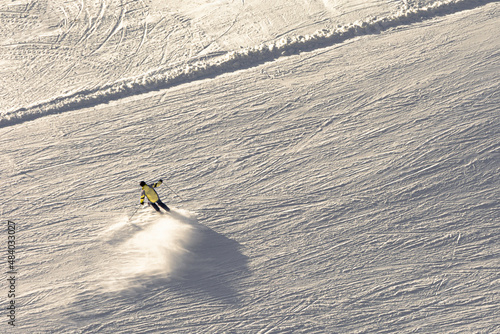 skiing in the snow