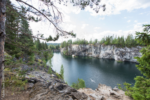 Marble quarry filled with water. Ruskeala. Karelia.