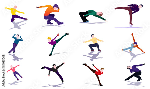 Vector illustration of single men's figure skating competitions in winter sports