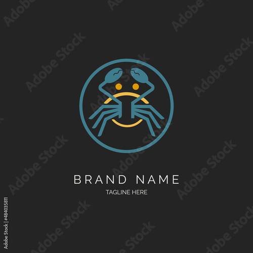 crab line logo template design vector for brand or company and other