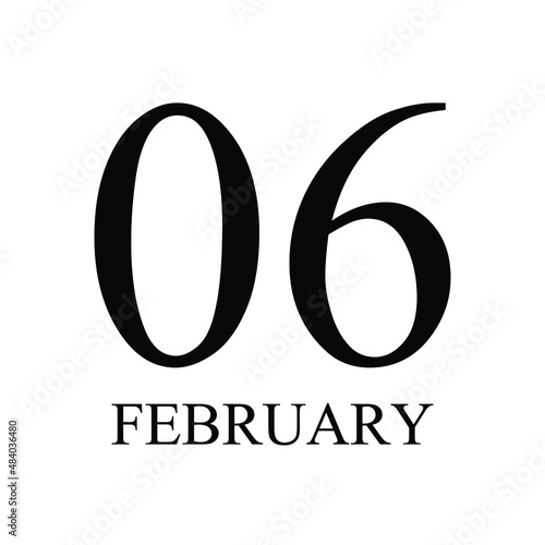 06 February Icon Vector Illustration . Date , Day Of Mouth
