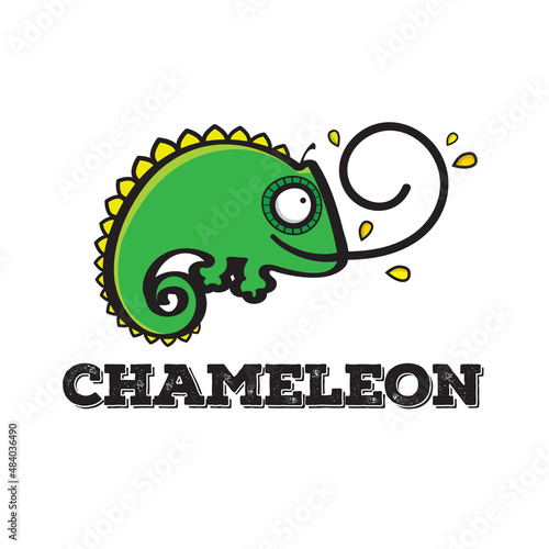 chameleon Logo illustration cute animal funny