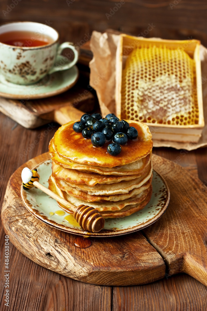 Fresh pancakes  with blueberry