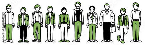 スーツやシャツを着た男性の全身イラストセット