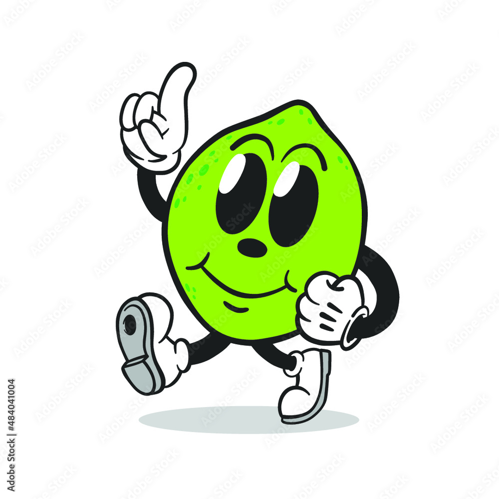 Fototapeta premium Funny Cute Fruit Lime Cartoon