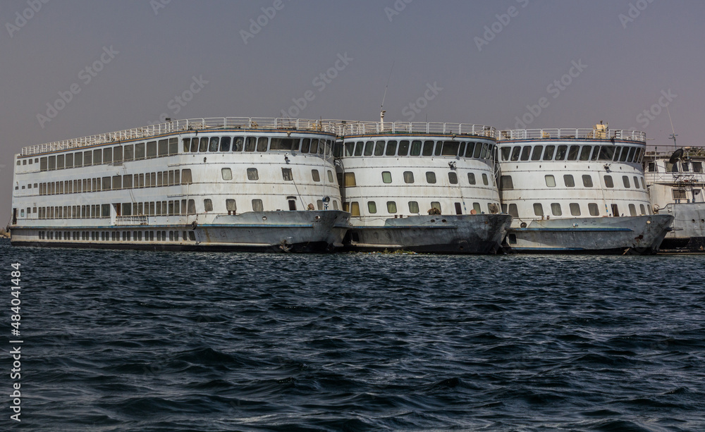 Cruise ships at the river Nile near Aswan, Egypt