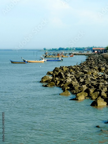 Seaside scenery at Ban Pecah Beach, Tanjung Piandang, Perak, Malaysia. photo