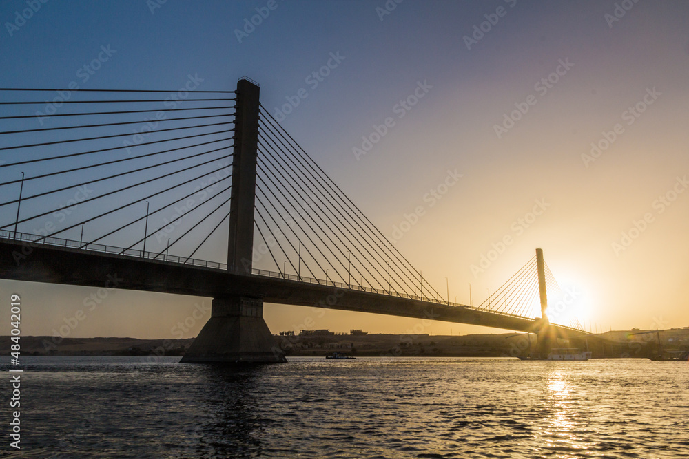 New Aswan Bridge over the river Nile, Egypt.